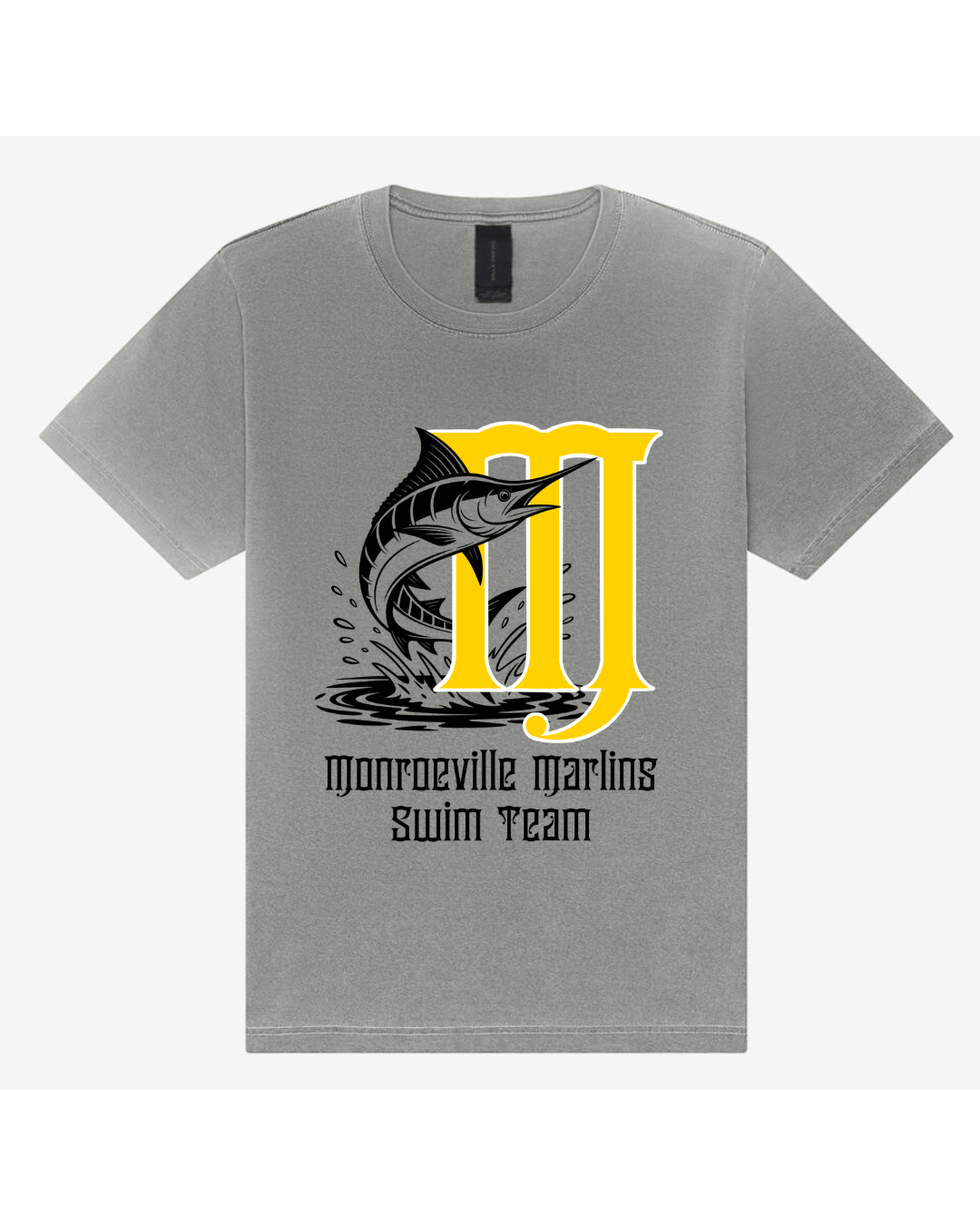 B.C Marlins M with Fish Unisex Heavyweight Garment Dye Tee