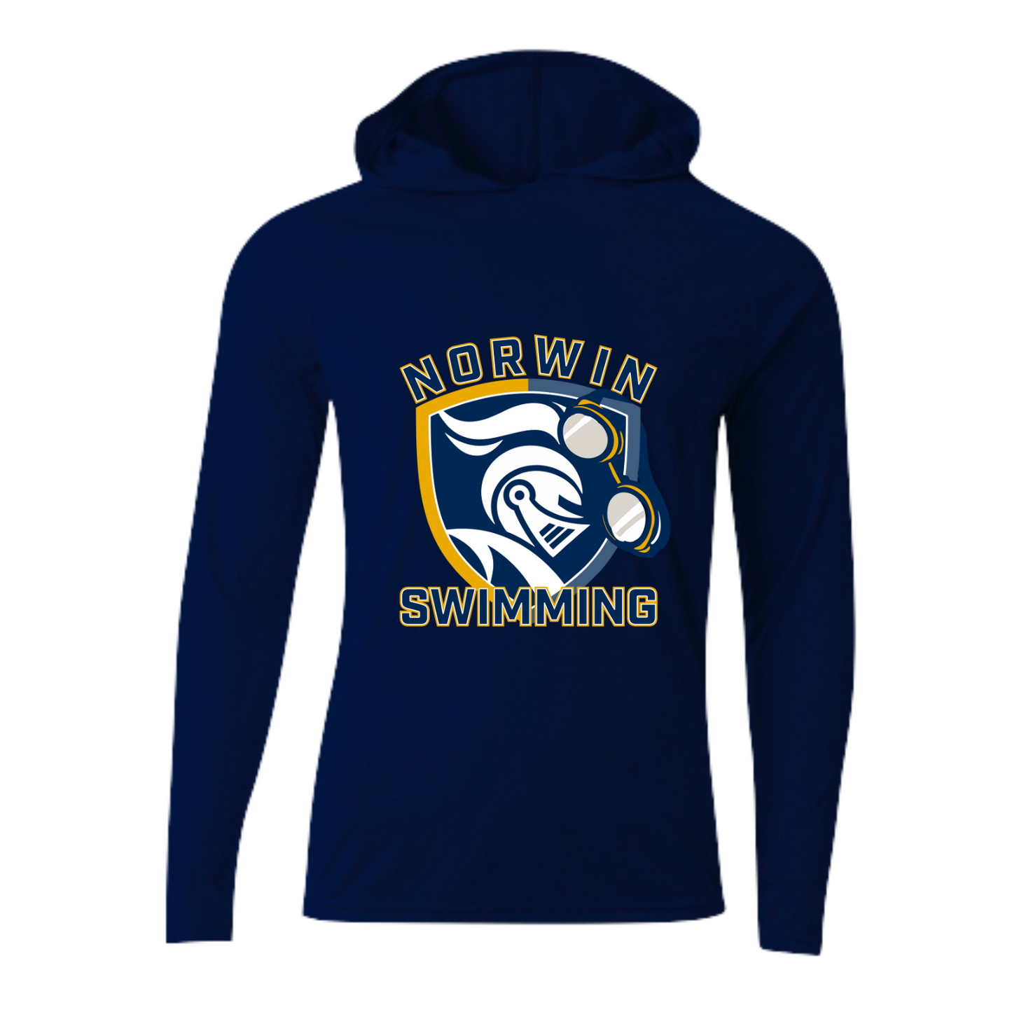 A4 Polyester Hooded Long Sleeve Shirt Knights Swim Adult