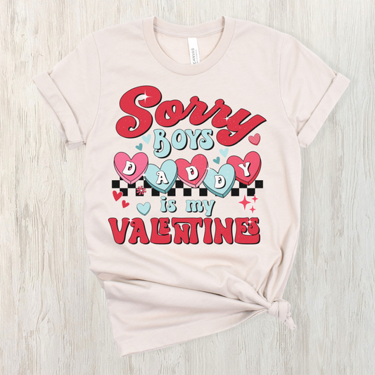 Sorry Boys Daddy's My Valentine Kids T-Shirt