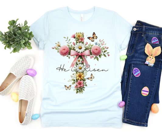He is Risen Floral Cross Shirt