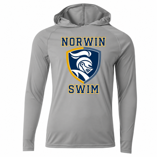 A4 Polyester Hooded Long Sleeve Shirt Knights Shield Swim Adult — silver