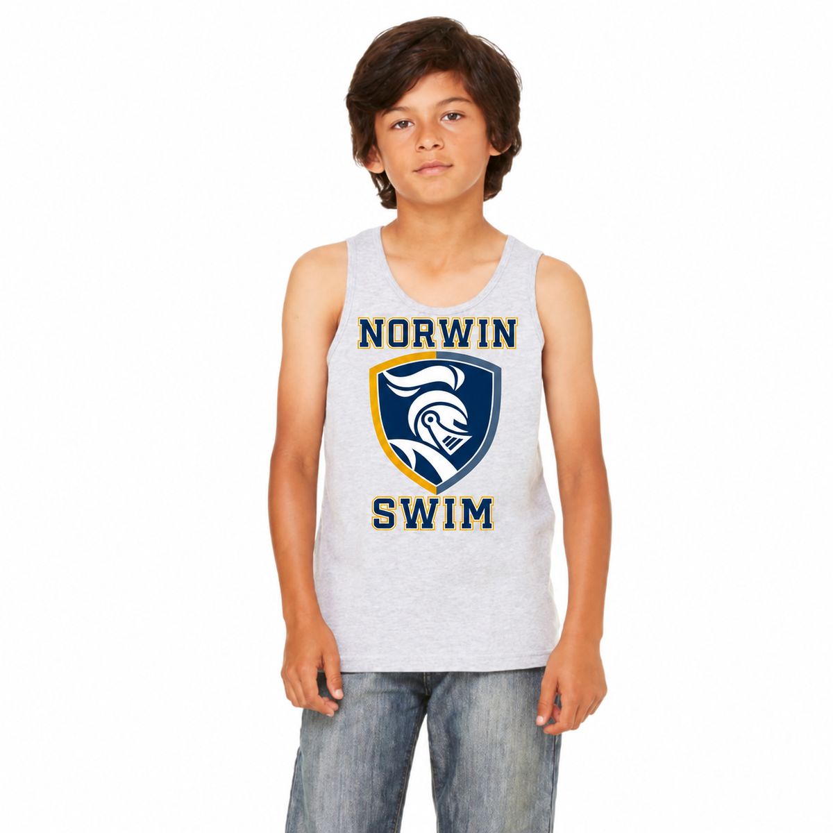 BC Jersey Tank Top Knights Shield Swim Youth — athletic-gray