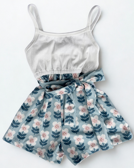 Betty Camisole Romper - Floral Sky
