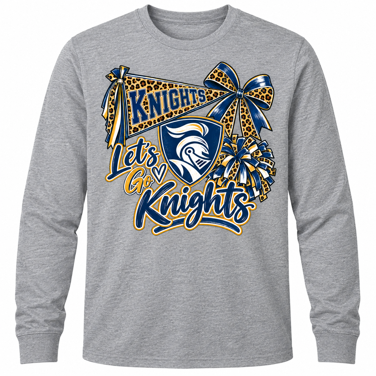 Norwin Leopard Pompom, Bow & Banner - Adult CVC Long Sleeve Tee