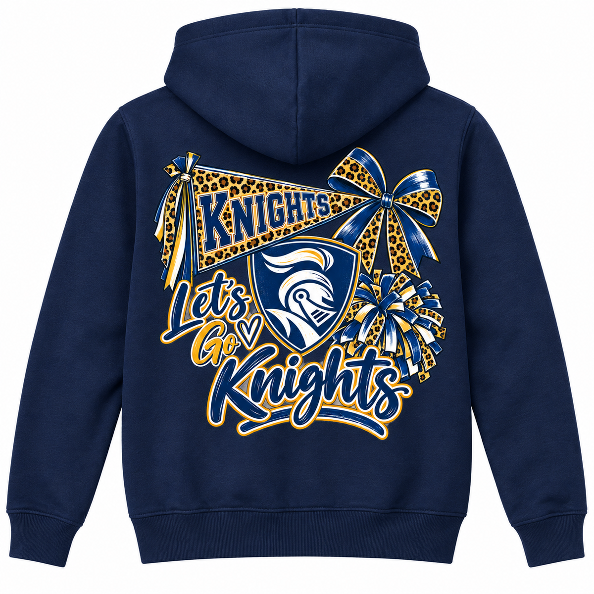 Norwin Leopard Pompom, Bow & Banner - Youth Sponge Fleece Zip Hoodie