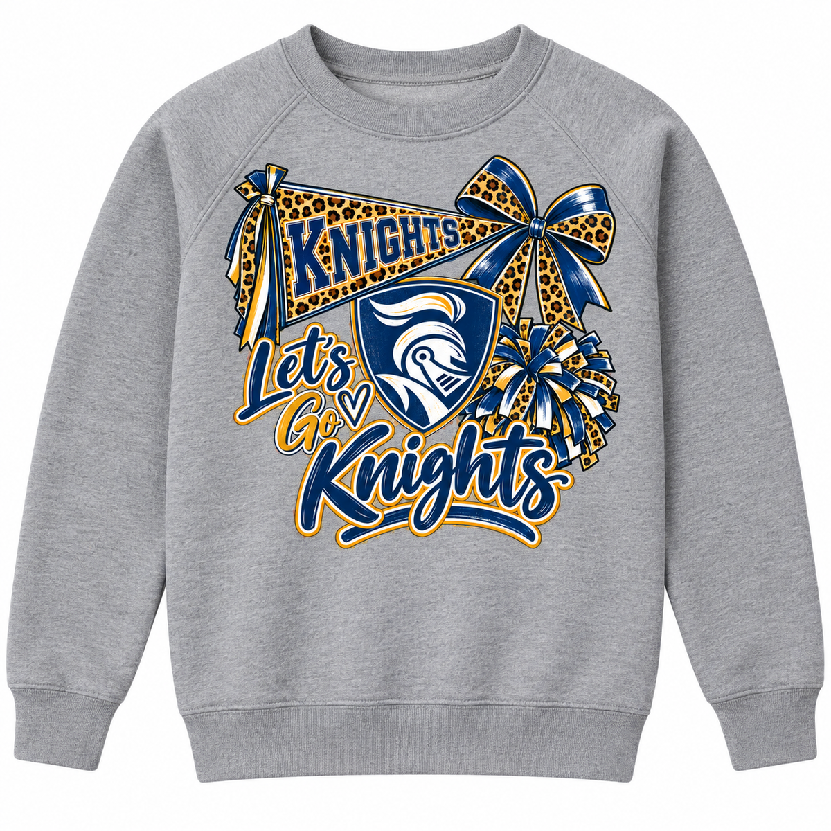 Norwin Leopard Pompom, Bow & Banner - Youth Raglan Crewneck
