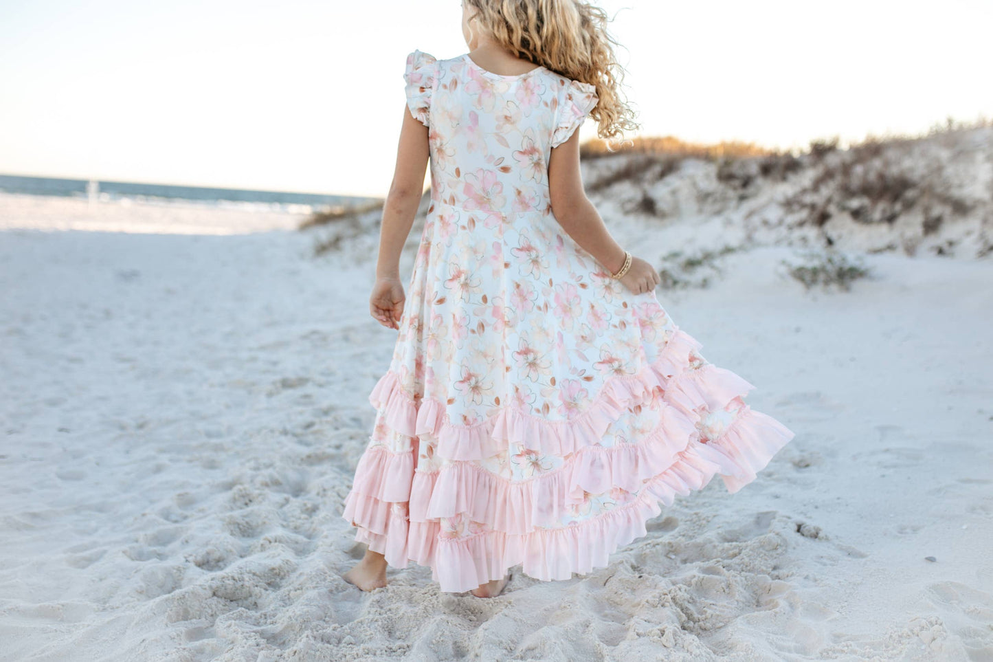 Girls Blush Floral Spring Dress