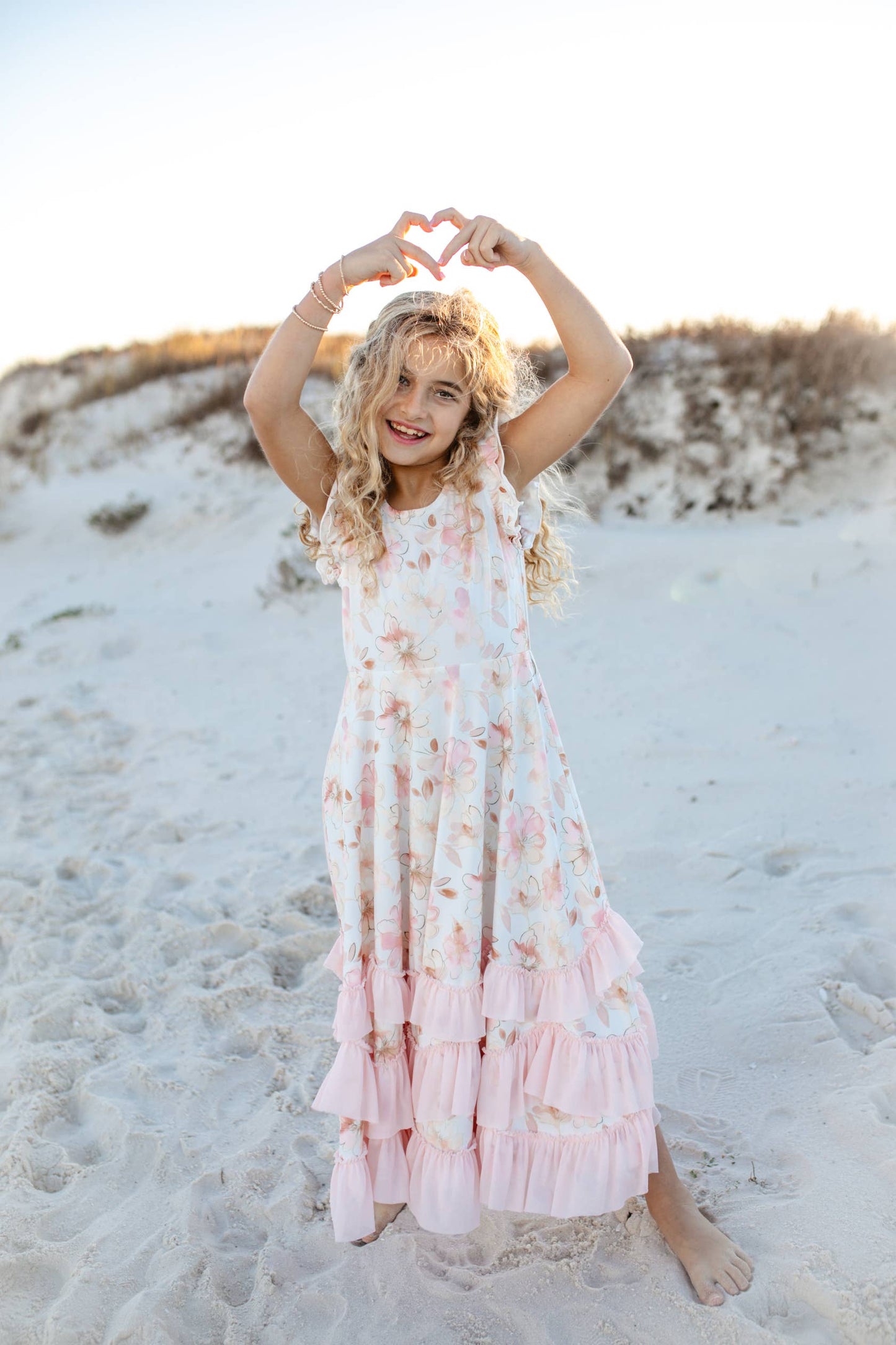 Girls Blush Floral Spring Dress