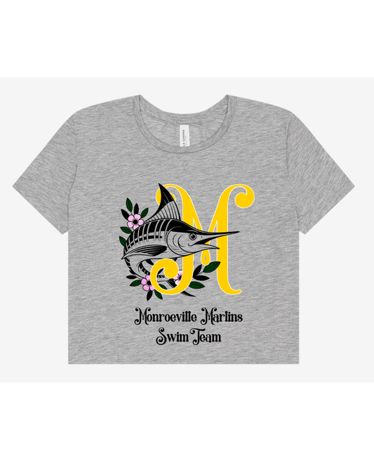 BC Marlins M with Fish Women's Flowy Cropped T-Shirt