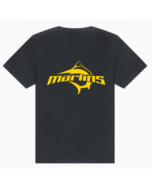 B.C  Marlins Logo Unisx Hvyweight Grment Dye Tee