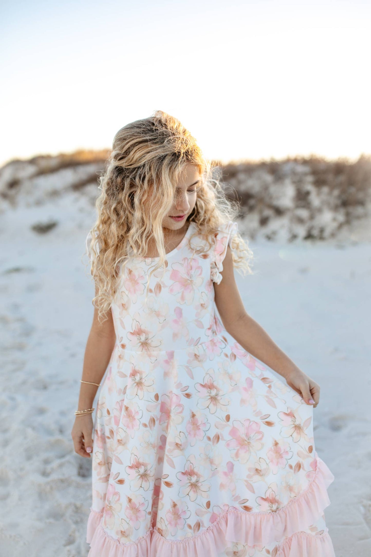 Girls Blush Floral Spring Dress