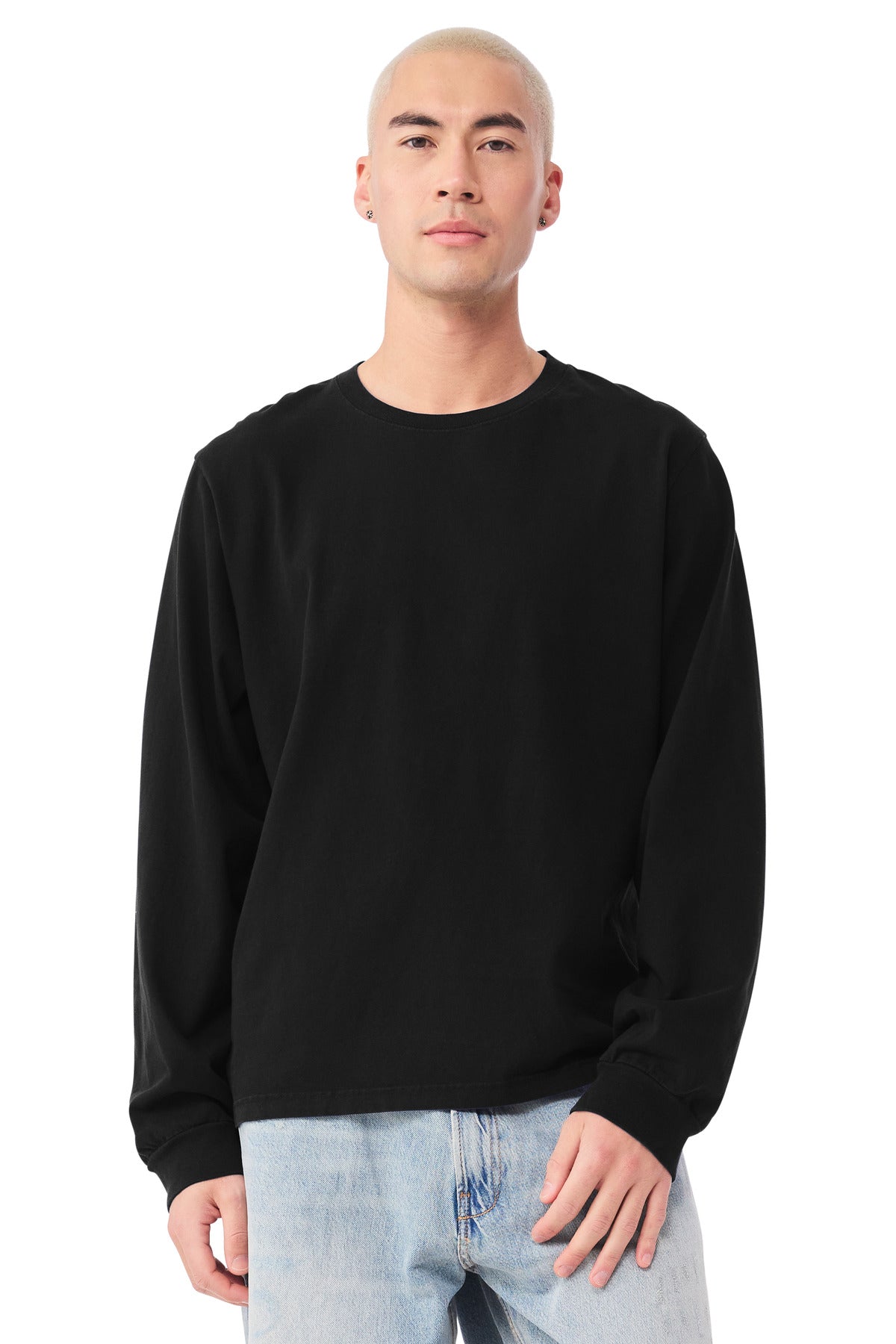Custom Unisex Heavyweight Garment-Dyed Long Sleeve Tee (BC4851GD) - Black