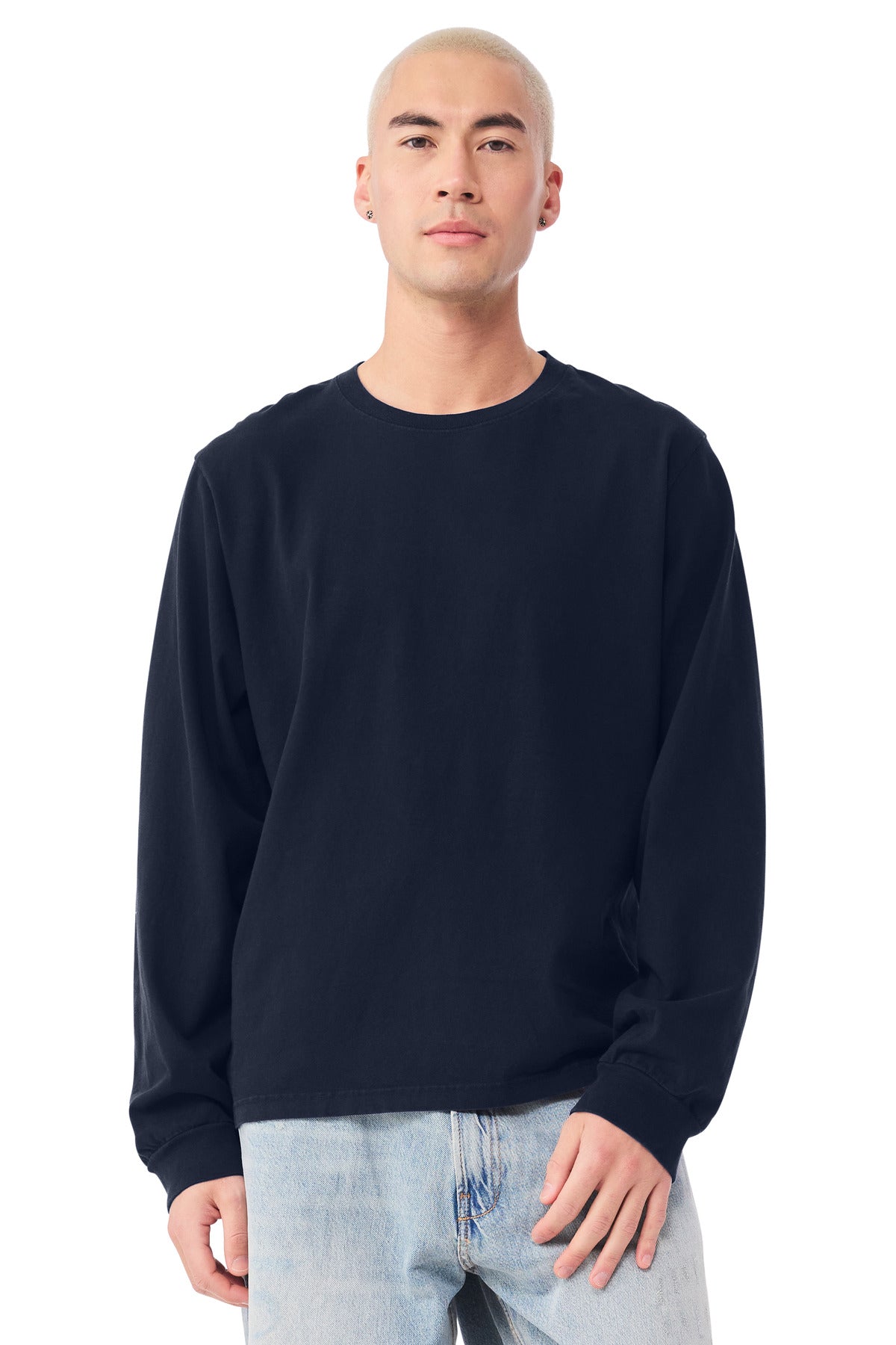 Custom Unisex Heavyweight Garment-Dyed Long Sleeve Tee (BC4851GD) - Navy