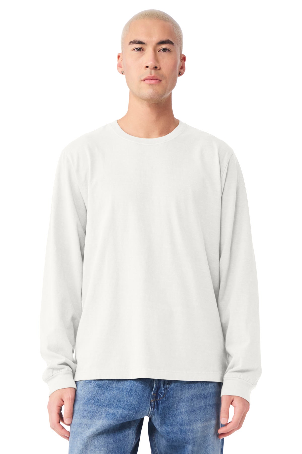 Custom Unisex Heavyweight Garment-Dyed Long Sleeve Tee (BC4851GD) - Vintage White