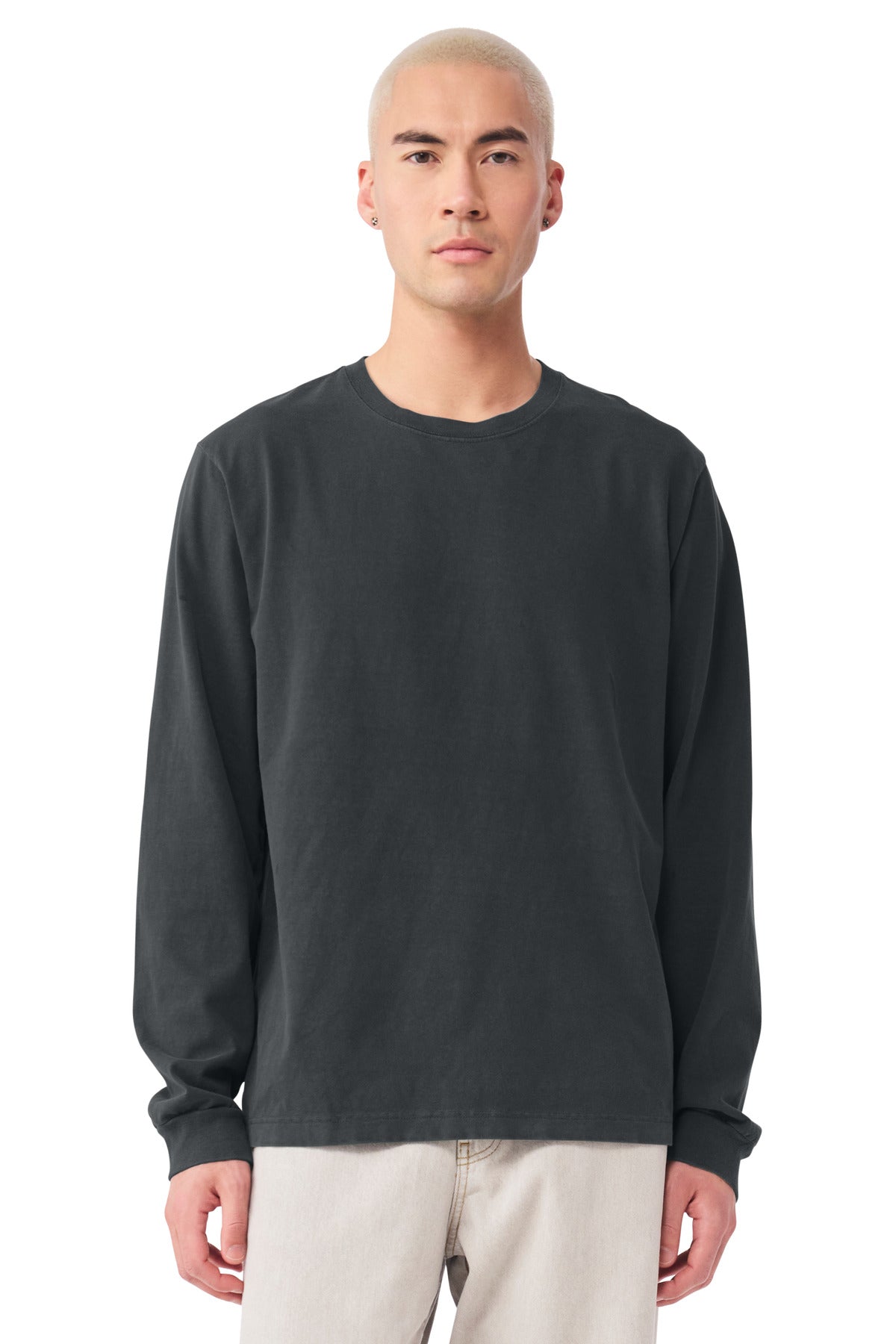 Custom Unisex Heavyweight Garment-Dyed Long Sleeve Tee (BC4851GD) - Washed Black
