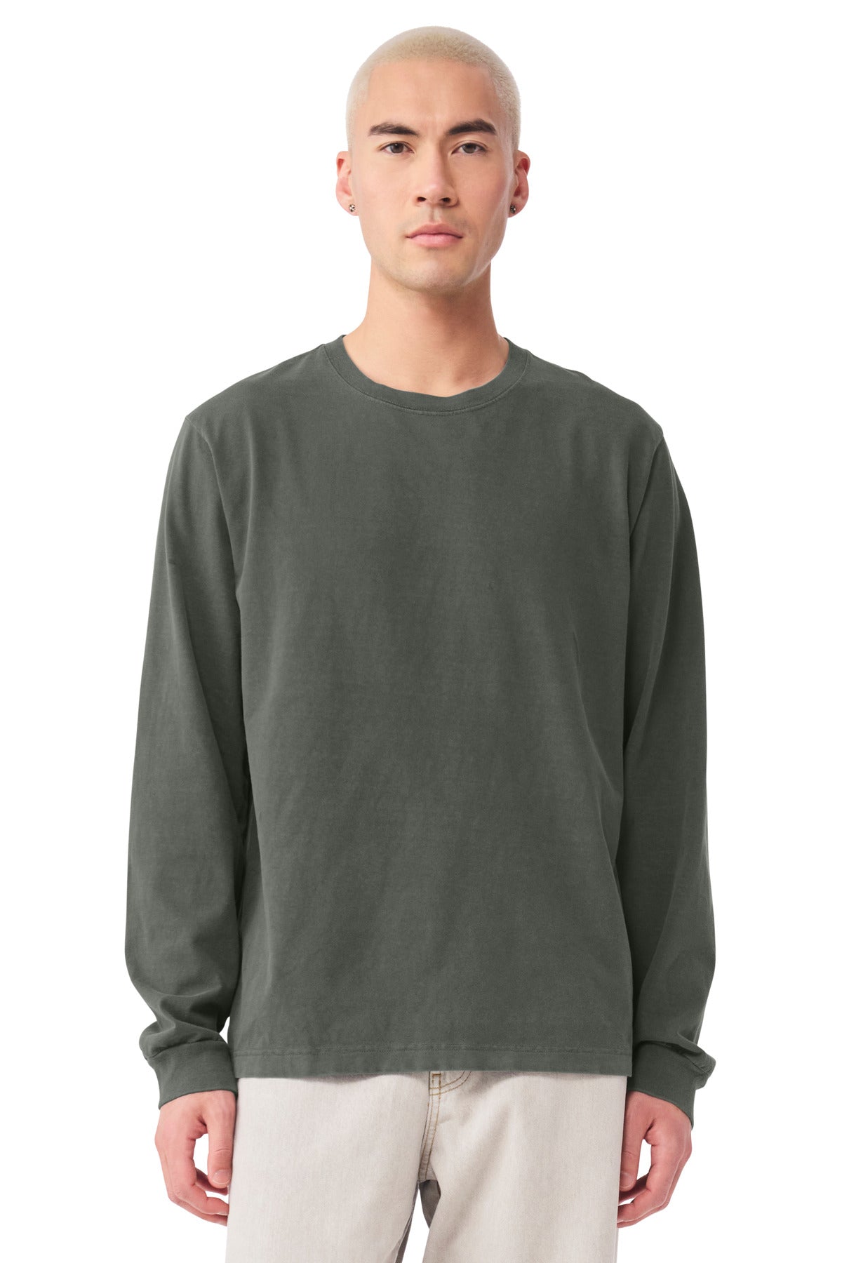 Custom Unisex Heavyweight Garment-Dyed Long Sleeve Tee (BC4851GD) - Washed Charcoal