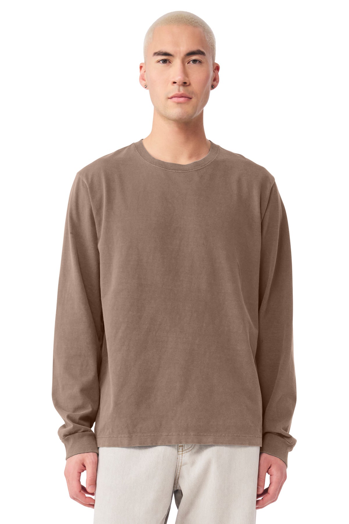 Custom Unisex Heavyweight Garment-Dyed Long Sleeve Tee (BC4851GD) - Washed Cocoa