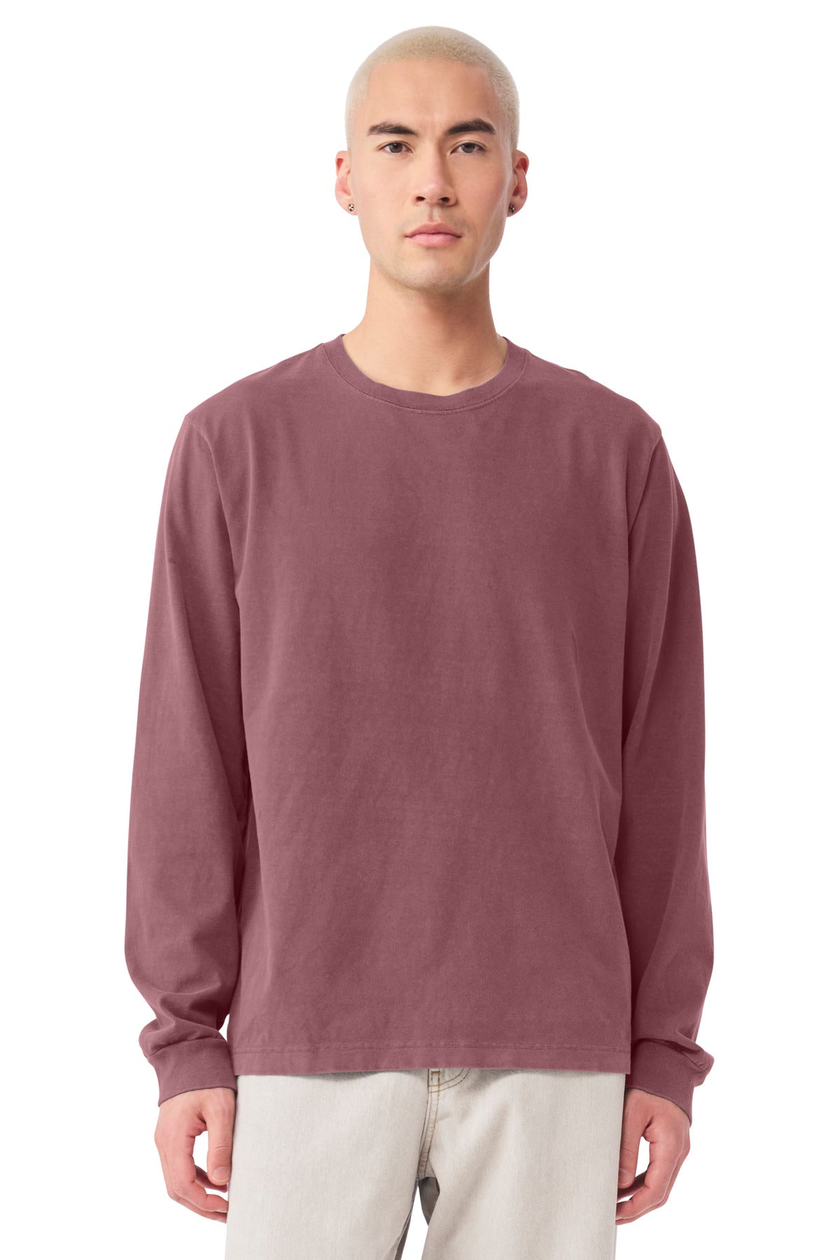 Custom Unisex Heavyweight Garment-Dyed Long Sleeve Tee (BC4851GD) - Washed Maroon