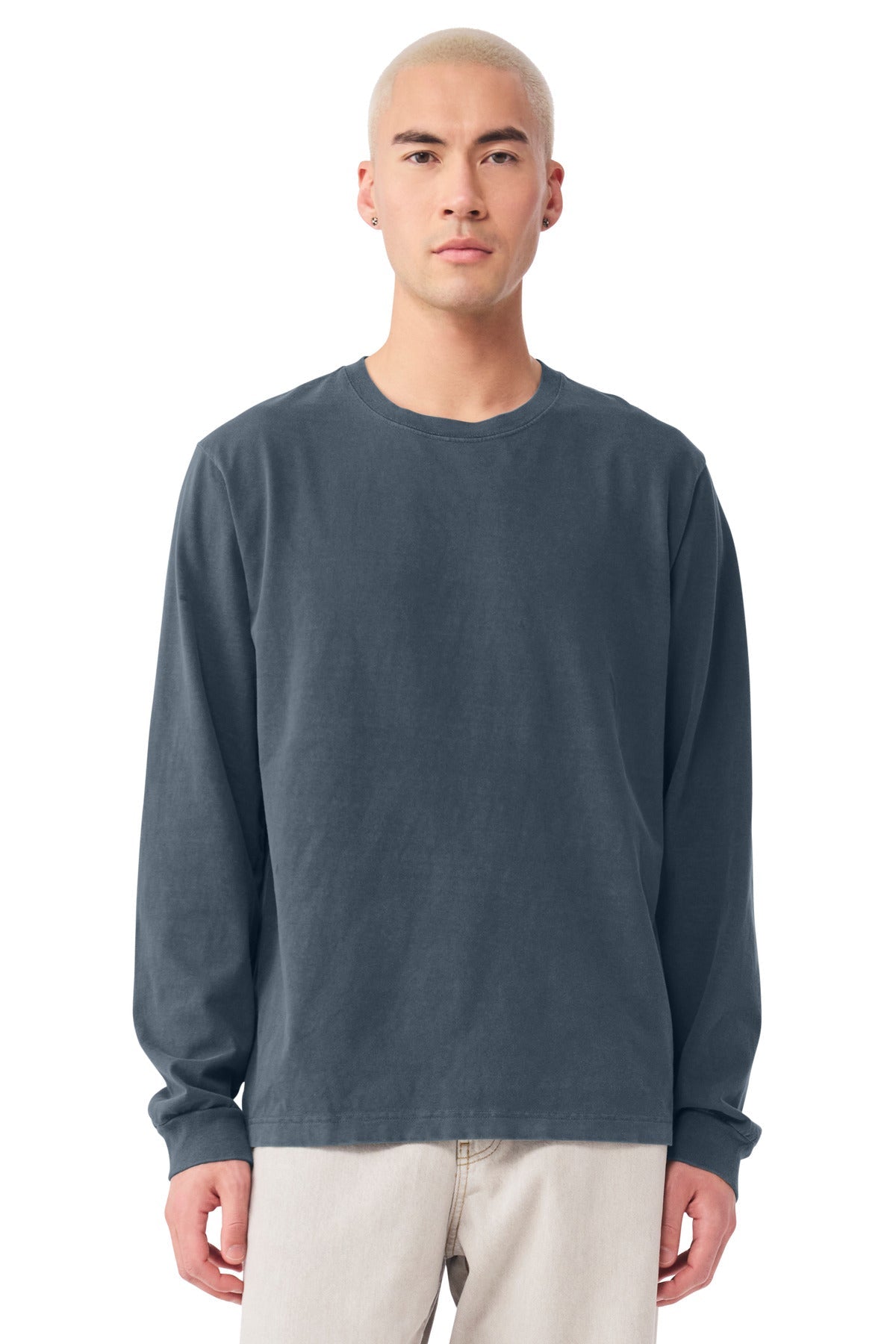 Custom Unisex Heavyweight Garment-Dyed Long Sleeve Tee (BC4851GD) - Washed Navy