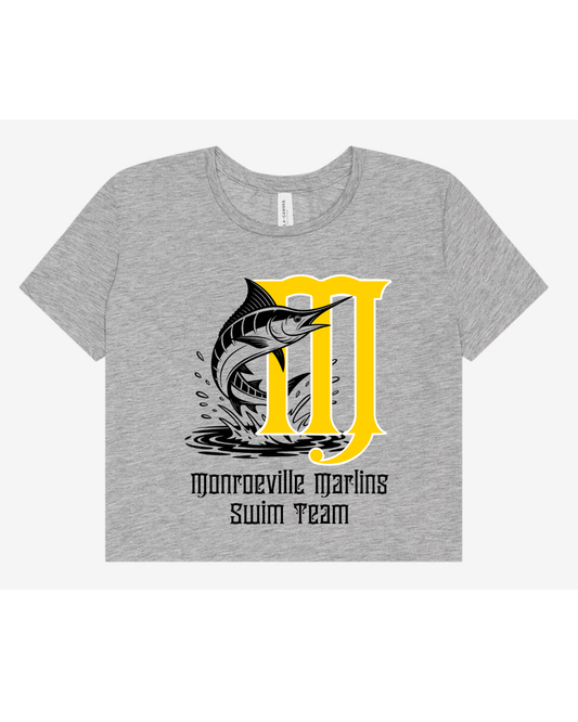 BC Marlins M with Fish Women's Flowy Cropped T-Shirt