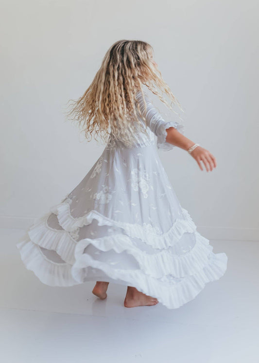 Girls Winter Rose Floral Long Sleeve Dress