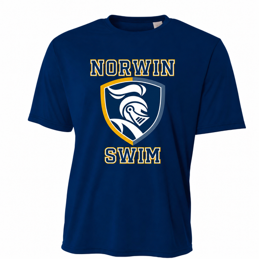 A4 Performance Poly. T-Shirt Knights Shield Swim Adult & Youth — navy