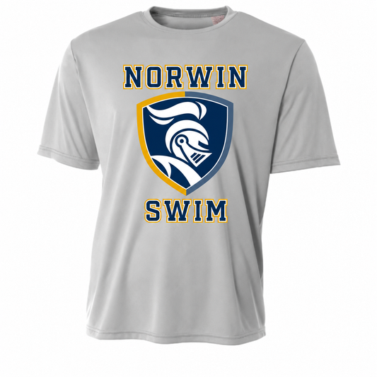A4 Performance Poly. T-Shirt Knights Shield Swim Adult & Youth — silver
