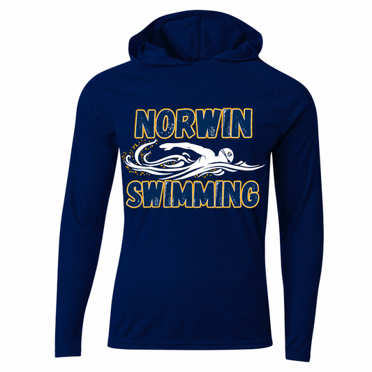 A4 Polyester Hooded Long Sleeve Shirt Knights Swimmer Adult — navy