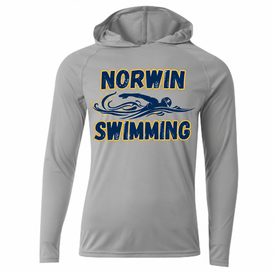 A4 Polyester Hooded Long Sleeve Shirt Knights Swimmer Adult — silver