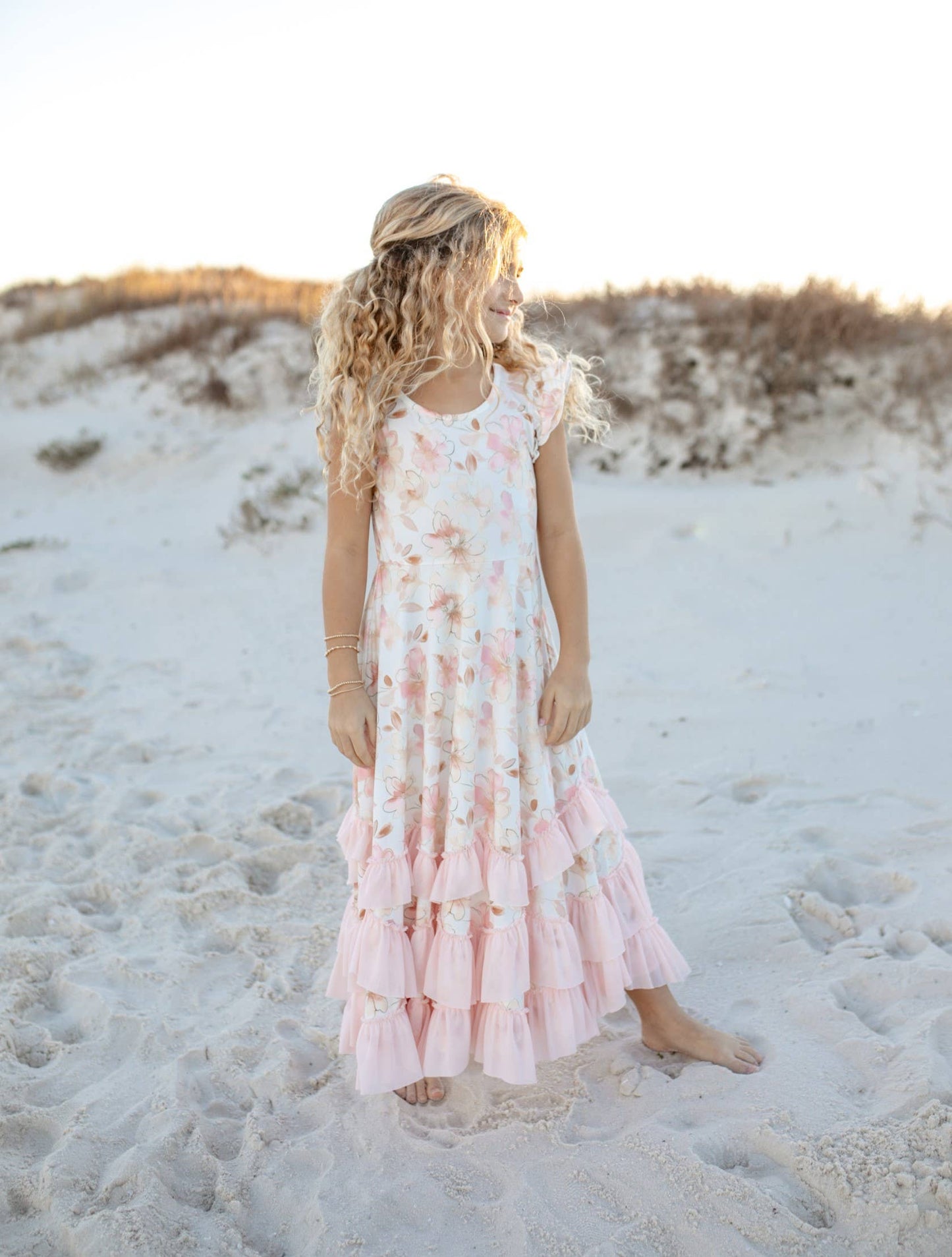 Girls Blush Floral Spring Dress