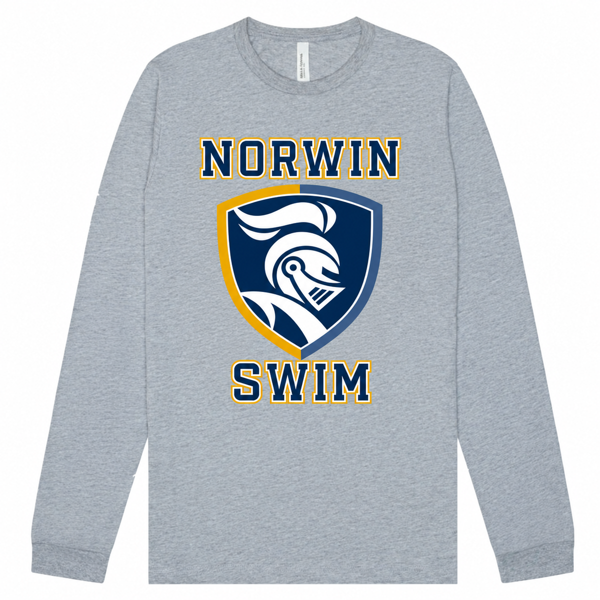 BC Jersey Long Sleeve Knights Shield Swim Adult & Youth — athletic-gray