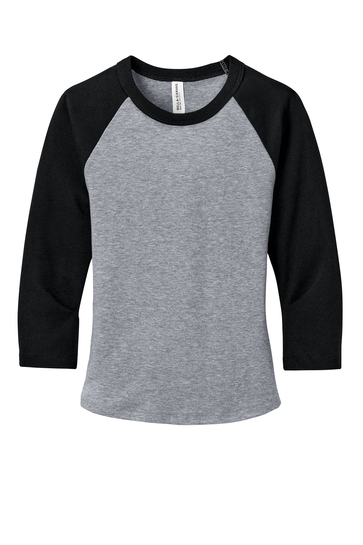 Bella Canvas BC1200 Women’s Micro Rib 3/4 Raglan Baby Tee, front view