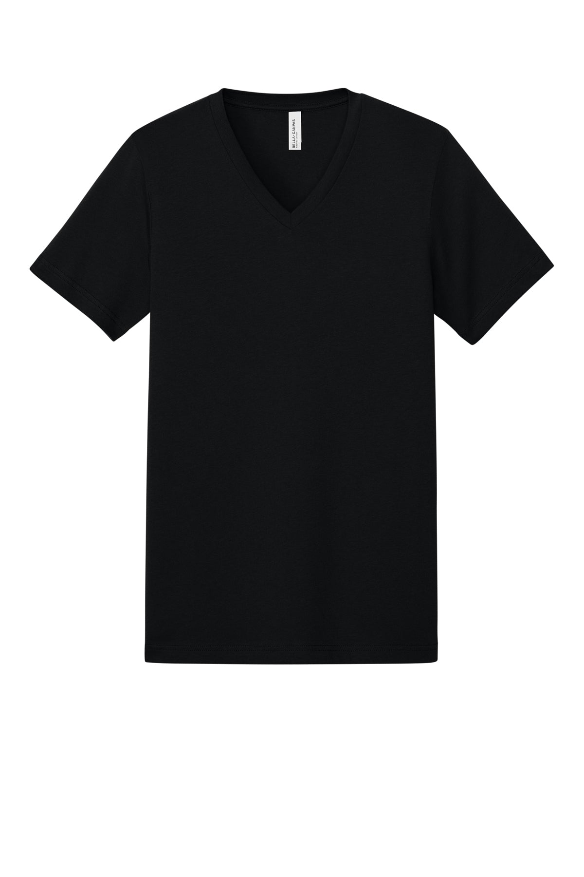 Bella Canvas BC3005 black unisex V-neck tee, front view