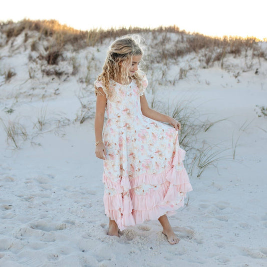 Girls Blush Floral Spring Dress