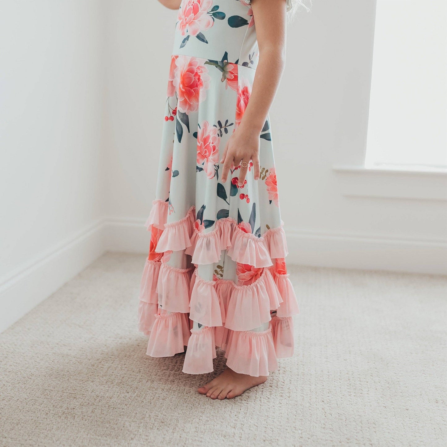 Kids Mint & Pink Floral Spring Dress