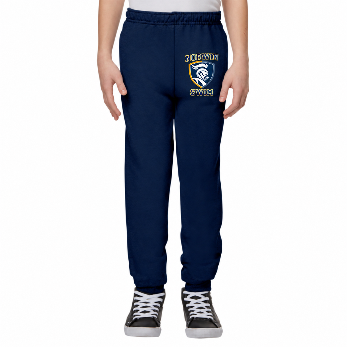 Jerzees Jogger Sweatpants Knights Shield Swim Adult & Youth — navy
