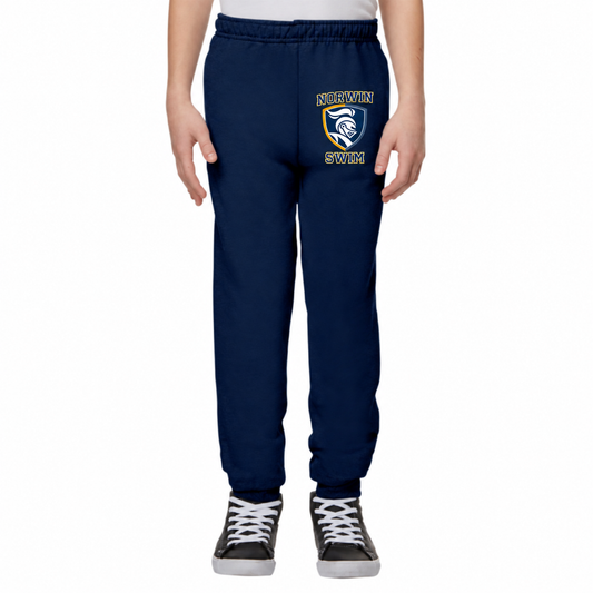 Jerzees Jogger Sweatpants Knights Shield Swim Adult & Youth — navy
