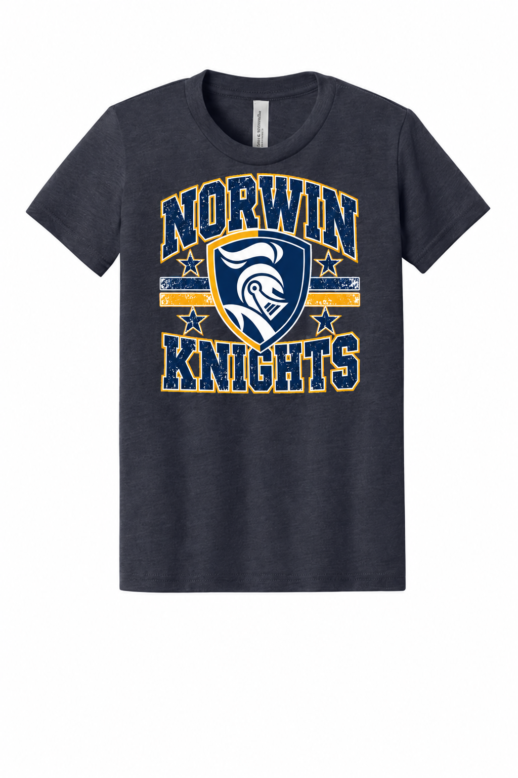 Norwin Distressed Crest BC3001YCVC Heather Midnight Navy
