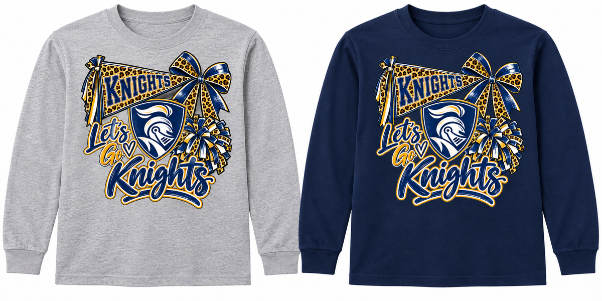 Norwin Leopard Pompom, Bow & Banner - Youth Heavyweight Long Sleeve Tee