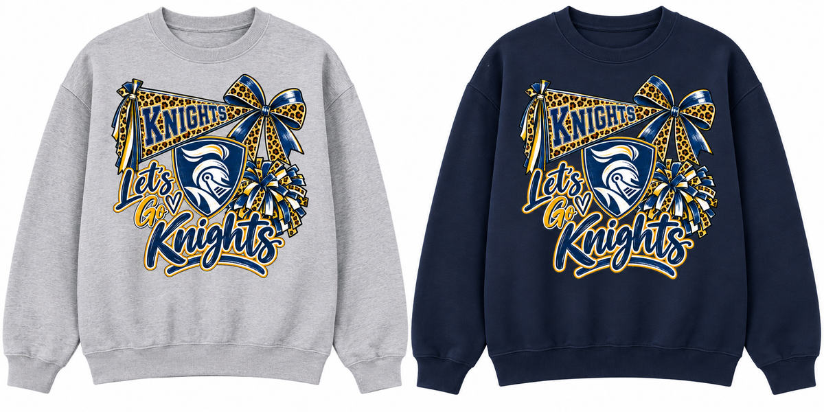 Norwin Leopard Pompom, Bow & Banner - Adult Drop Shoulder Crewneck