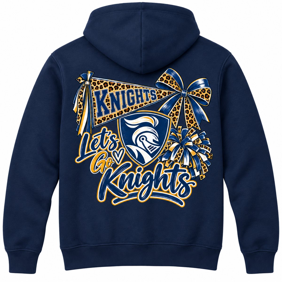 Norwin Leopard Pompom, Bow & Banner - Adult Heavyweight Zip Hoodie