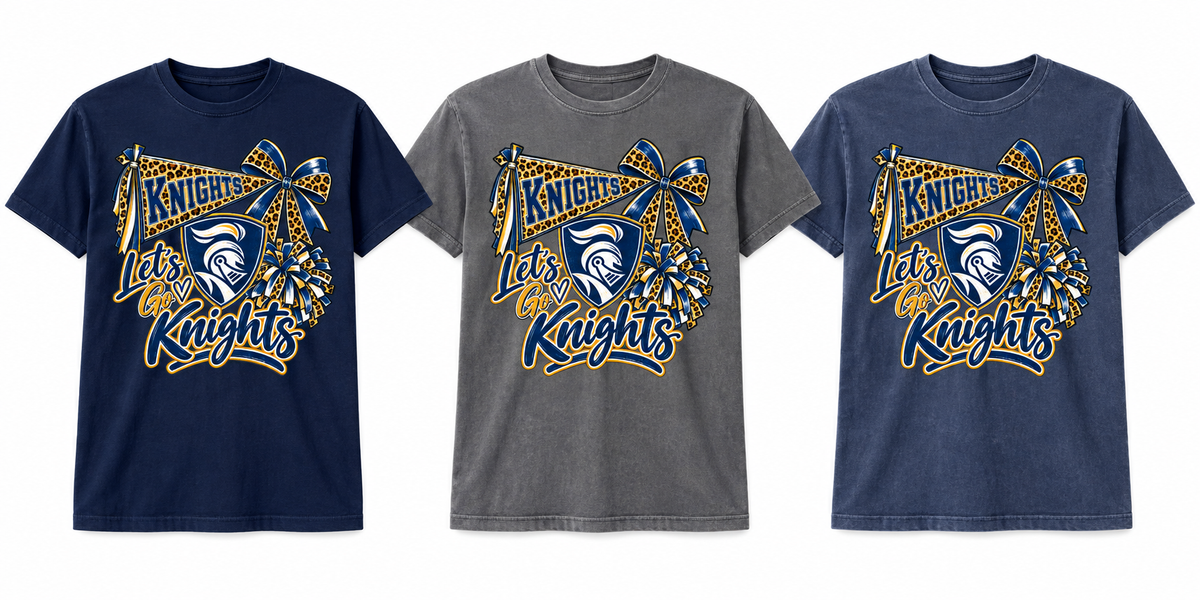 Norwin Leopard Pompom, Bow & Banner - Adult Garment-Dyed T-Shirt